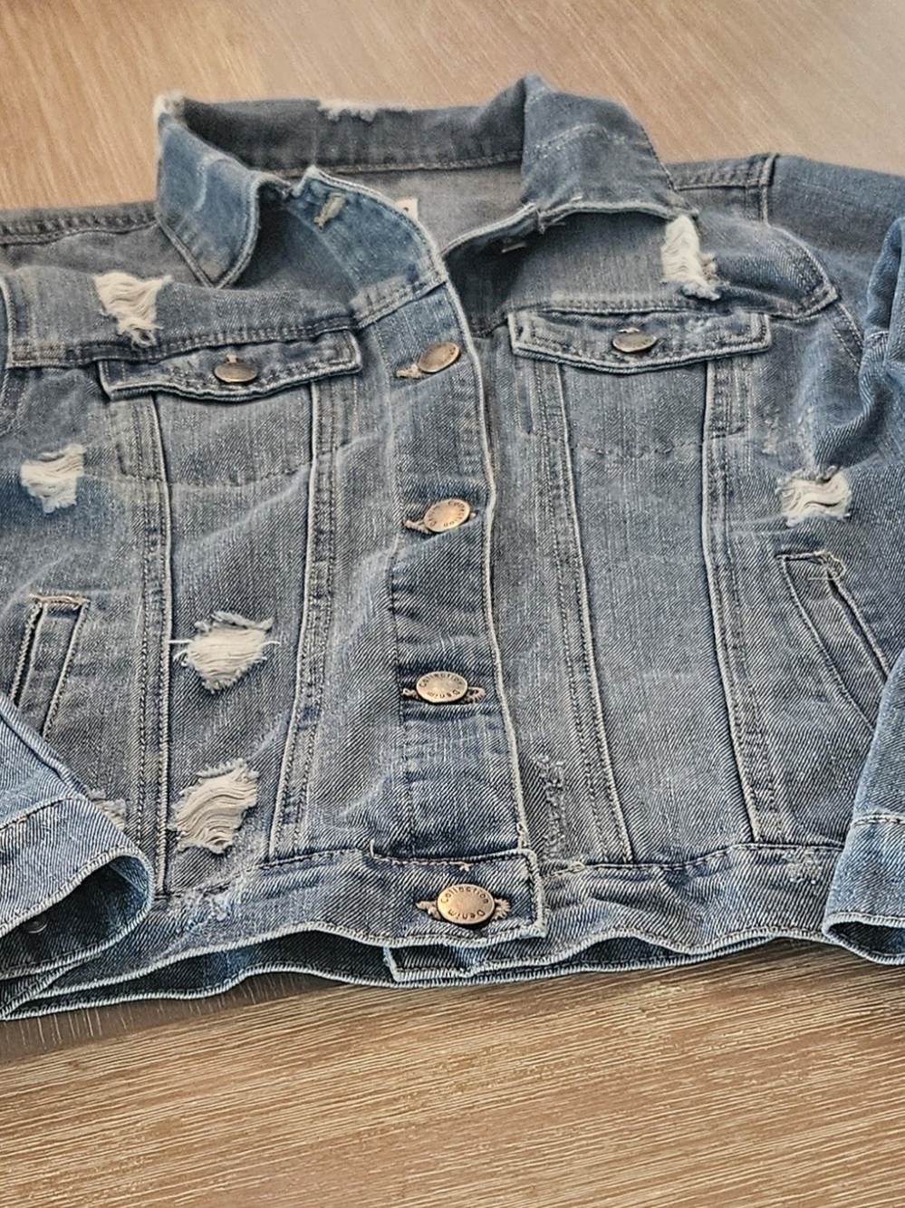 Ci Sono Distressed Light Blue Denim Jean Jacket